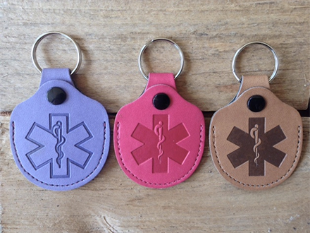 Leather Ice Medical ID Keyrings