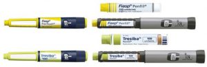 Current yellow Fiasp and light green Tresiba pen and cartridge